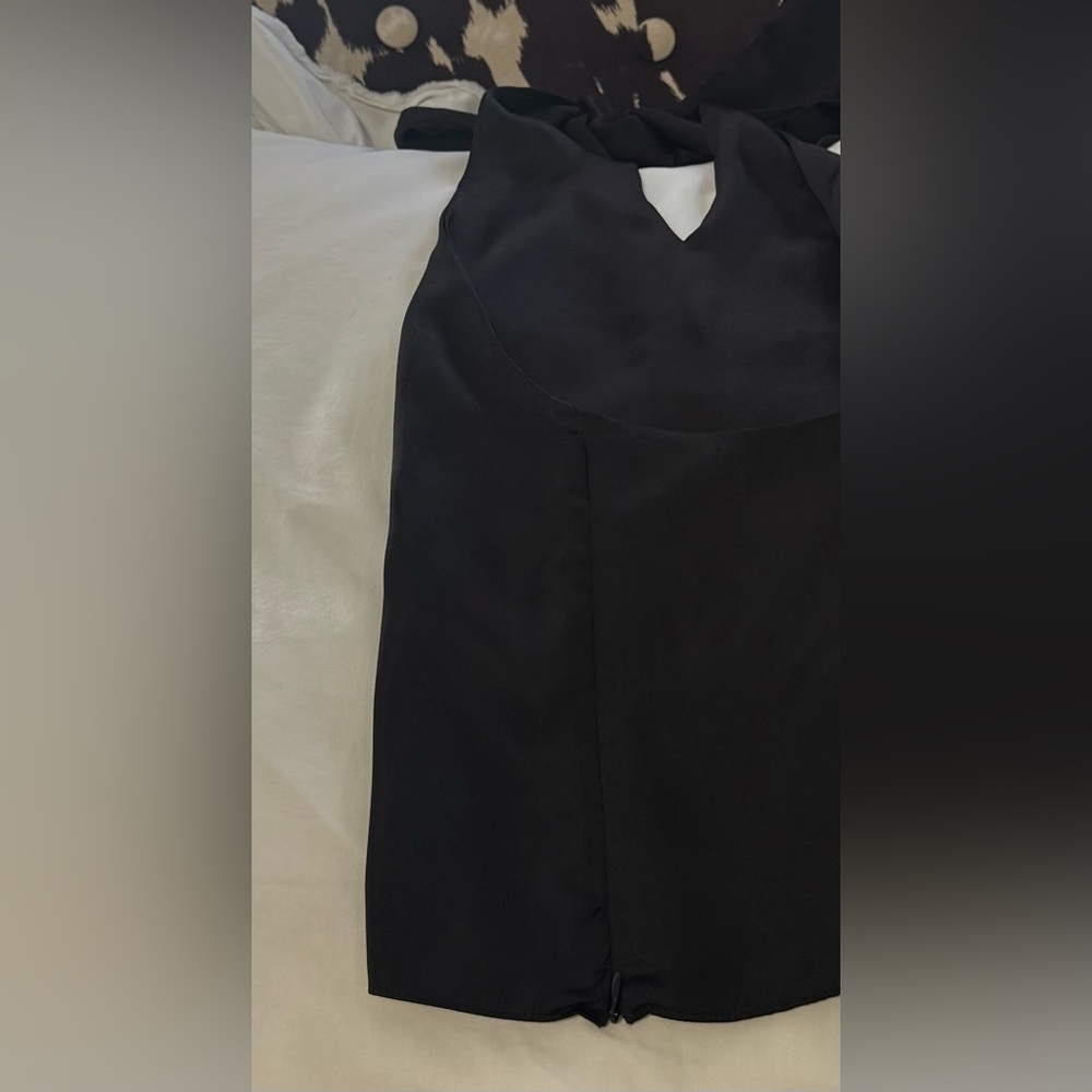 Zara Black Satin Halter Tie Top - Picture 3 of 7